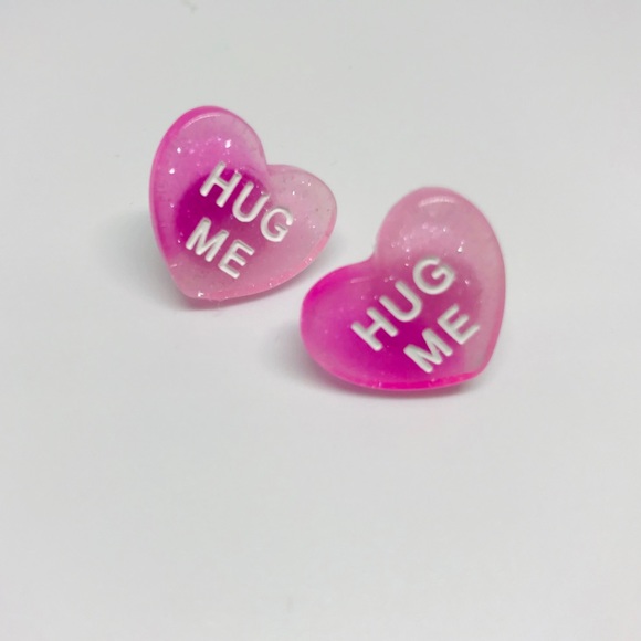 Hug Me Ombré Glitter Conversation Heart Earrings - Picture 6 of 15